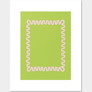 Waves Square Frame - Pink Green Posters and Art